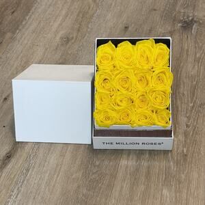 The Million Roses | Yellow Roses | Squar White Box | Dozen FOREVER ROSES